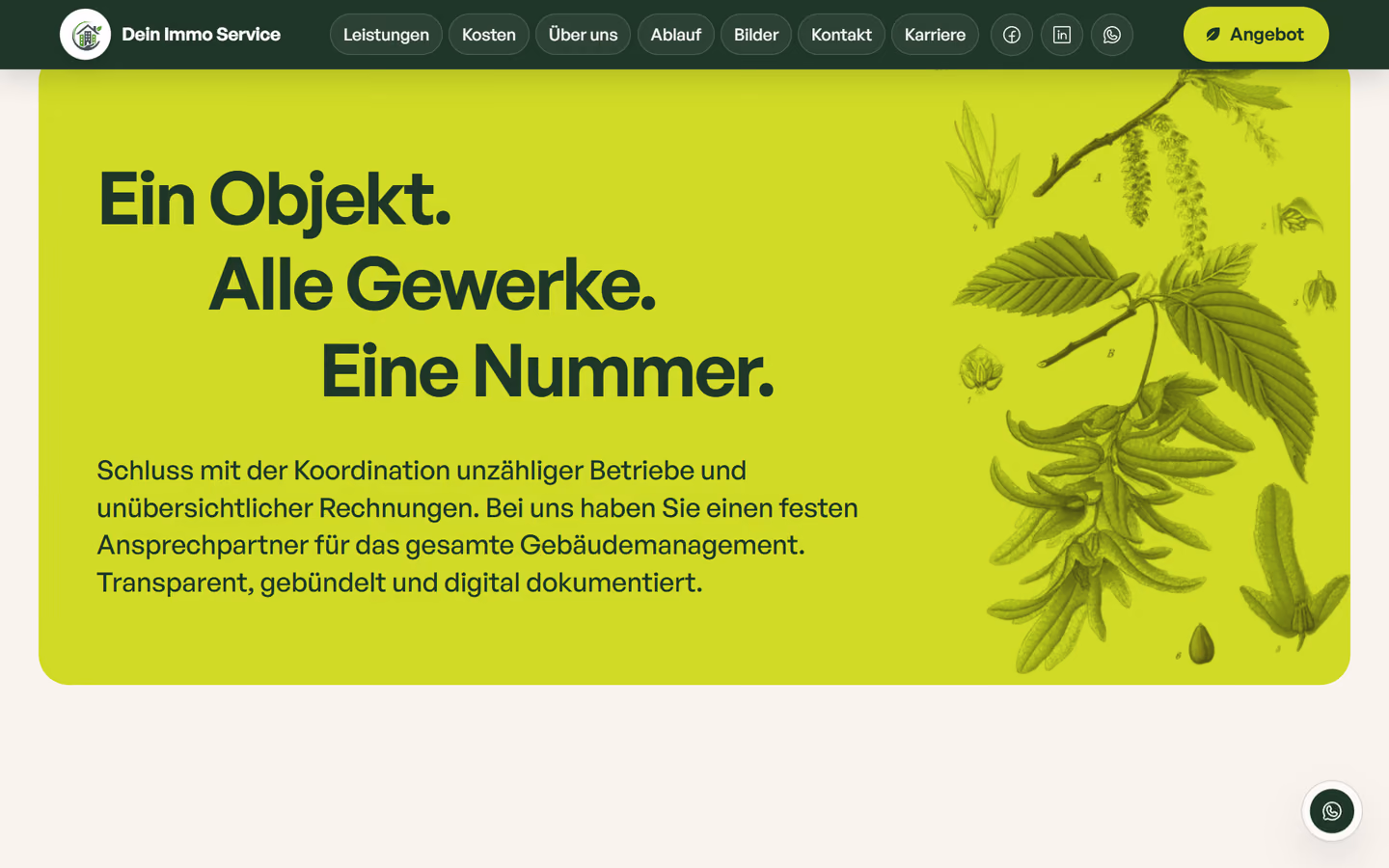 Dein Immo Service: Leistungen der Startseite