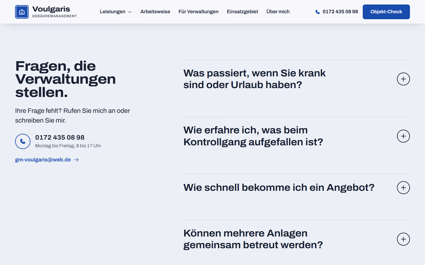Gebäudemanagement Voulgaris: Einsatzgebiet und Anfrage